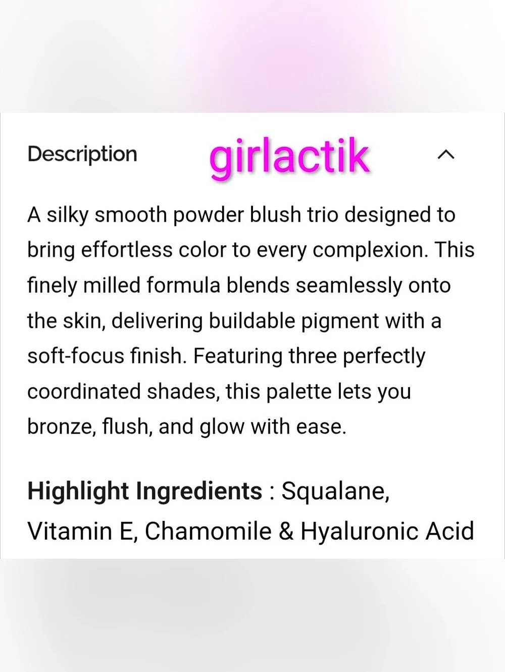 NWT Girlactik Blush Me & Glow Face Palette